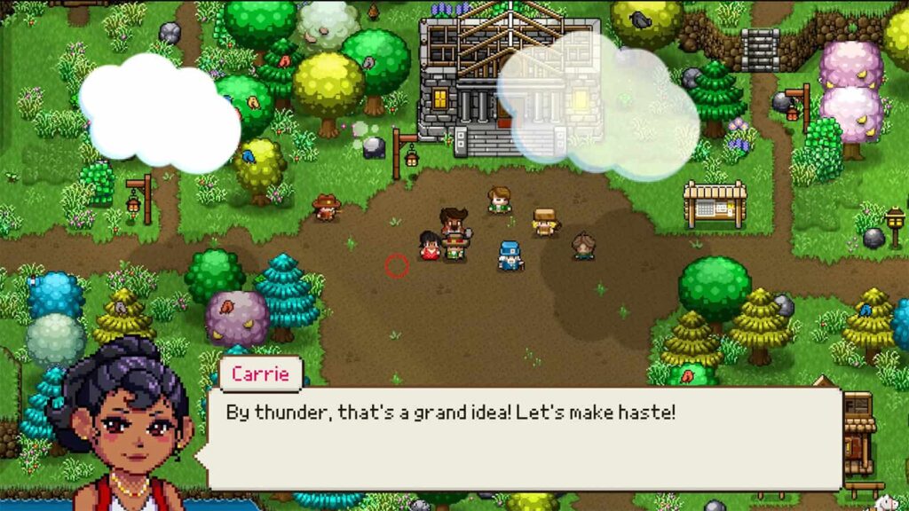 An official screenshot from my demo of Cattle Country, showing the group of business owners.