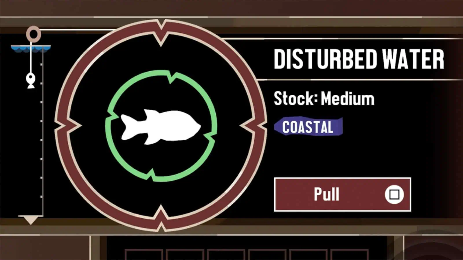 A screenshot from my Dredge game showing another of the many fishing mini-games.