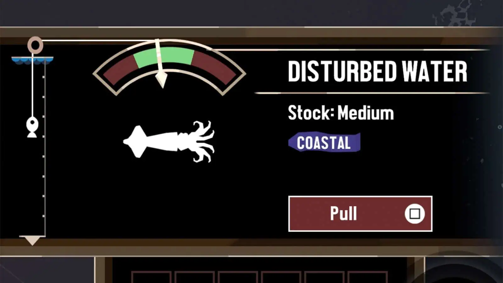 A screenshot from my Dredge game showing another of the many fishing mini-games.