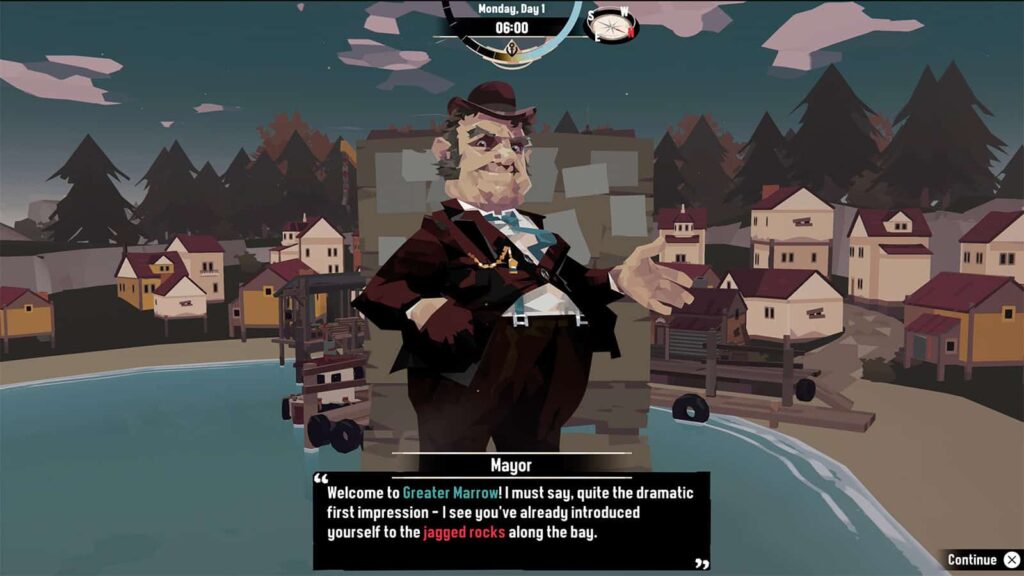 A screenshot from my Dredge game showing the Mayor of Greater Marrow.