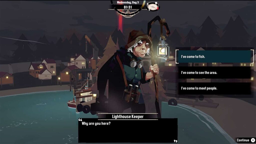 A screenshot from my Dredge game showing the Lighthouse Keeper.