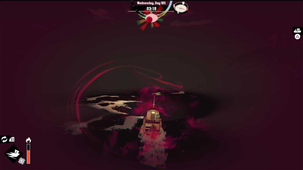 A screenshot from my Dredge game showing high panic.