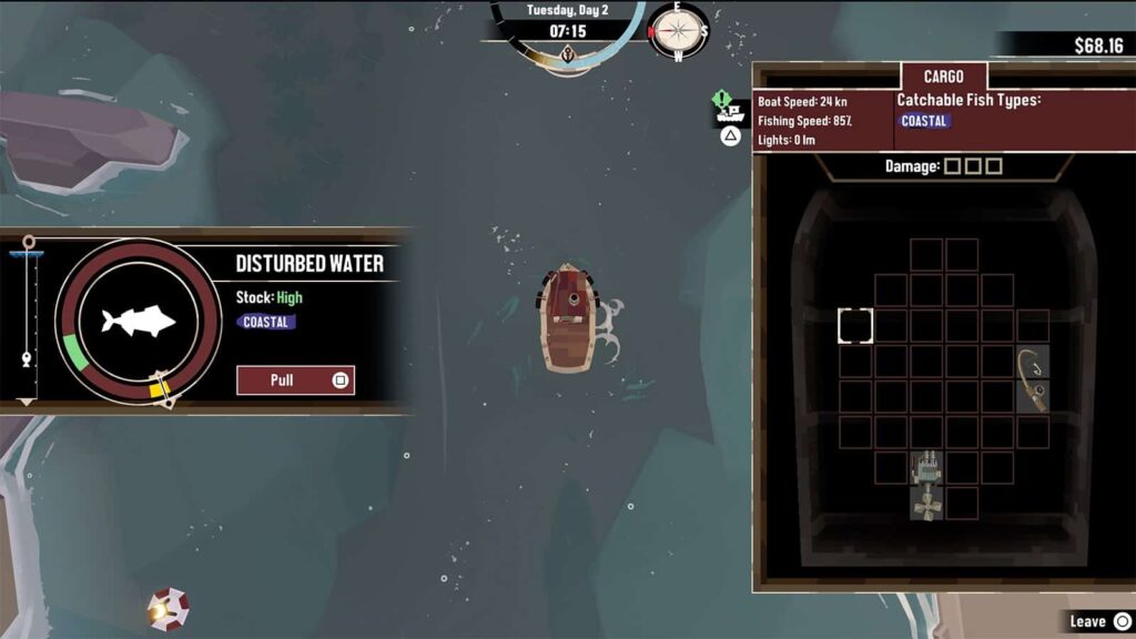 A screenshot of my Dredge game showing the gold trophy fish segment in the fishing mini-game.