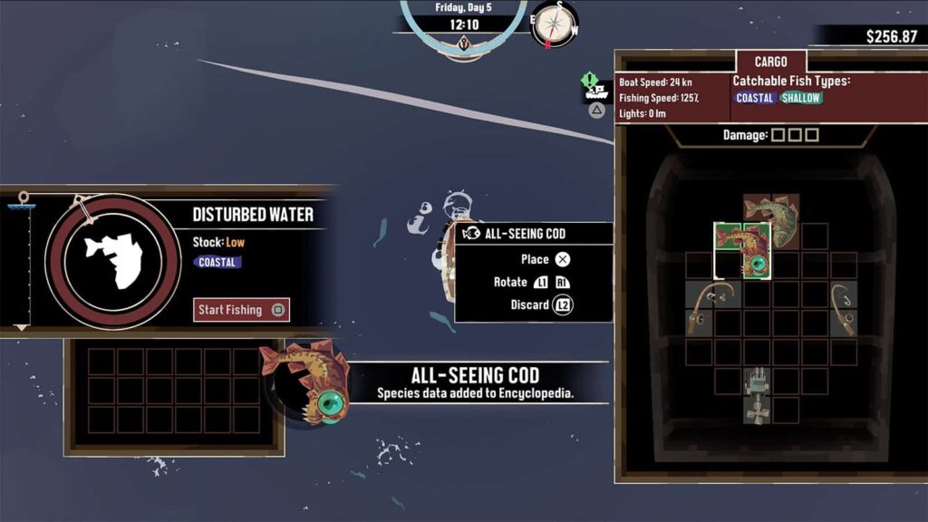 A screenshot from my Dredge game showing me catching an aberrated Cod fish.