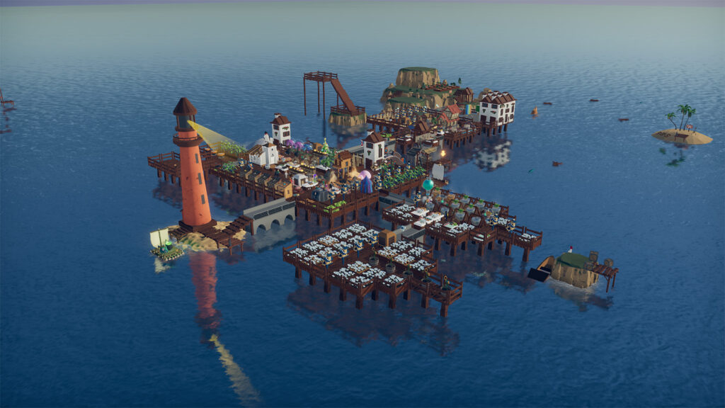 An official screenshot of Havendock, showing some of the buildings you can construct.