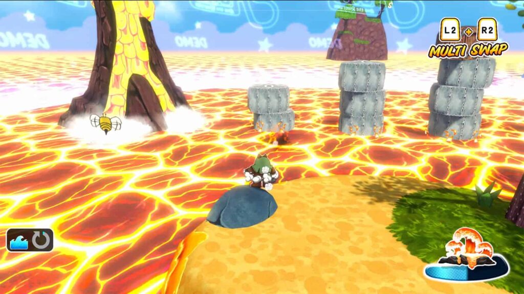 A screenshot from Ruffy and the Riverside, showing me the lava puzzle I can solve.