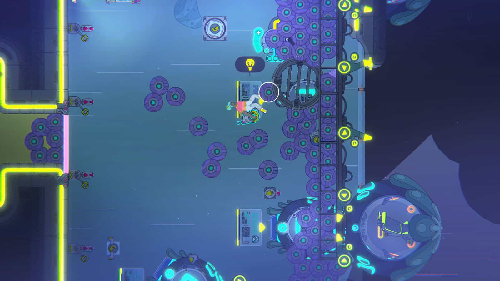 A screenshot showing the ship's verticality in Space Sprouts.