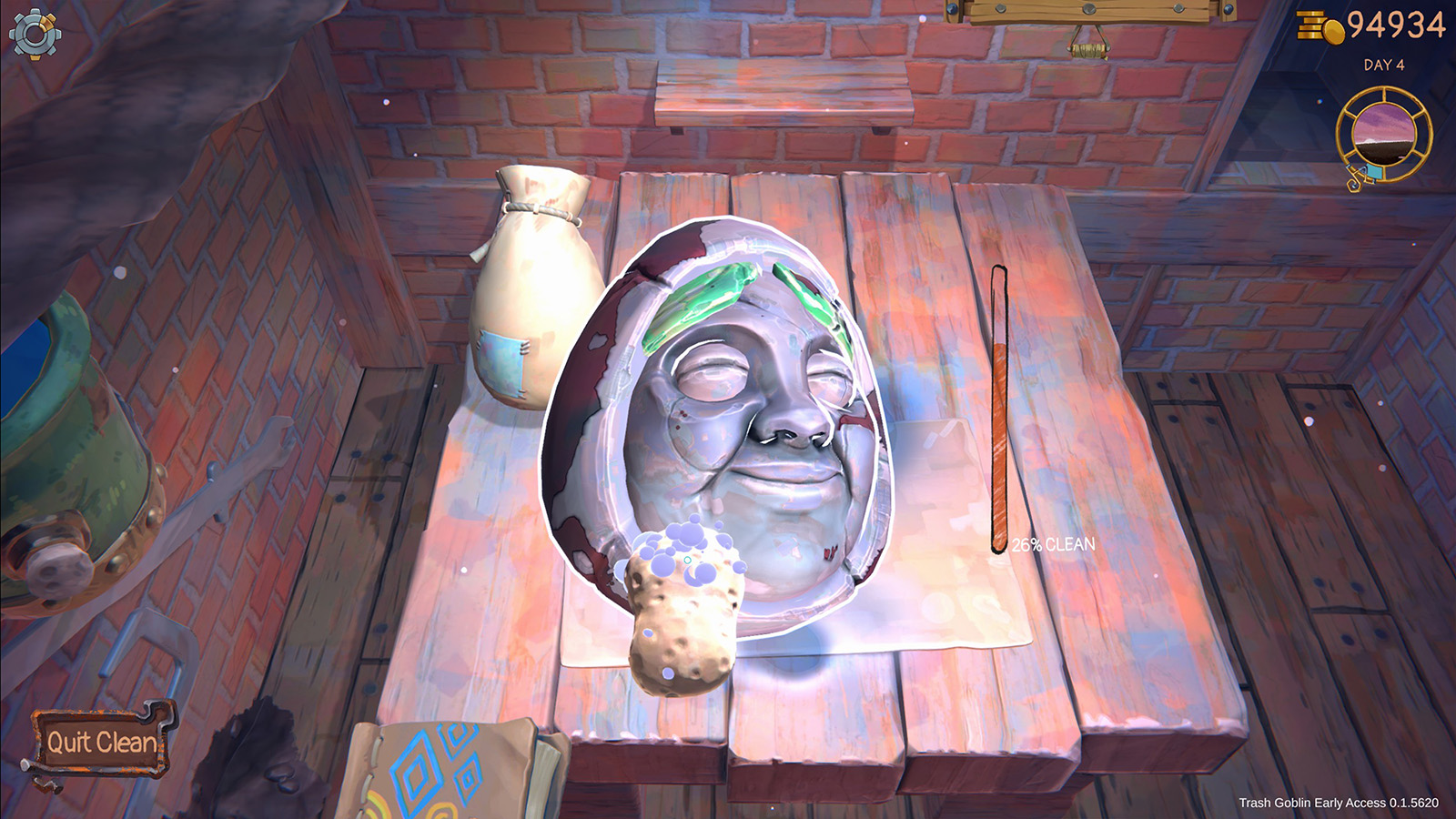 A screenshot from Trash Goblin, showing one of the many trinkets you can find, clean, and sell.