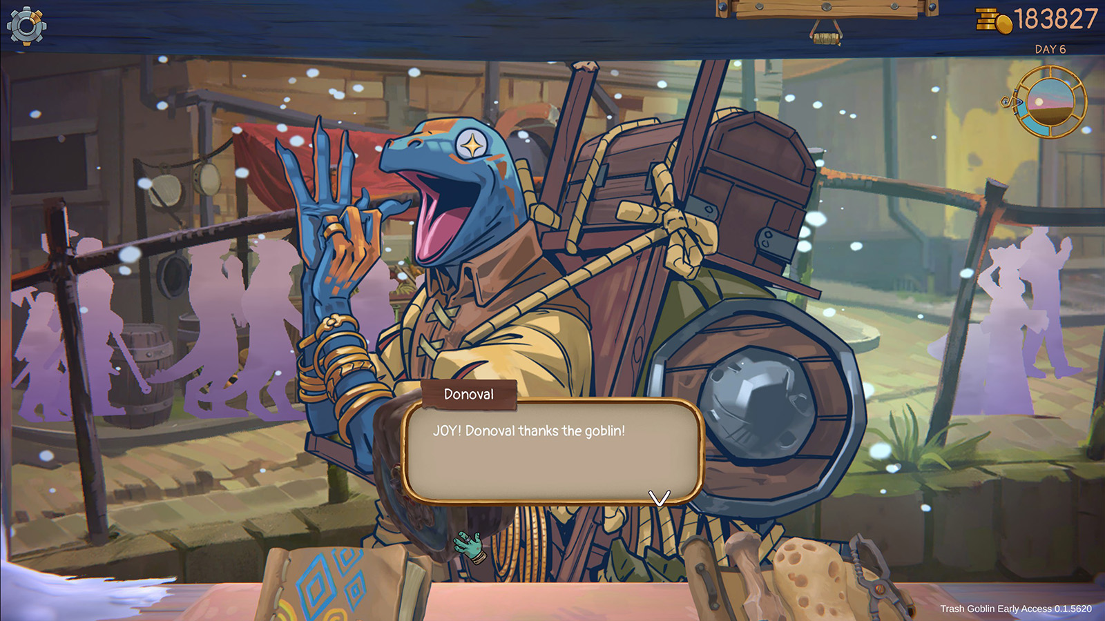 A screenshot from Trash Goblin, showing one of the NPCs you'll interact with while playing.