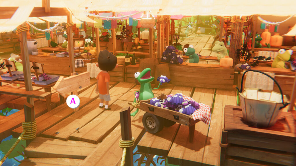 A screenshot from Sopa showing Miho in a market.