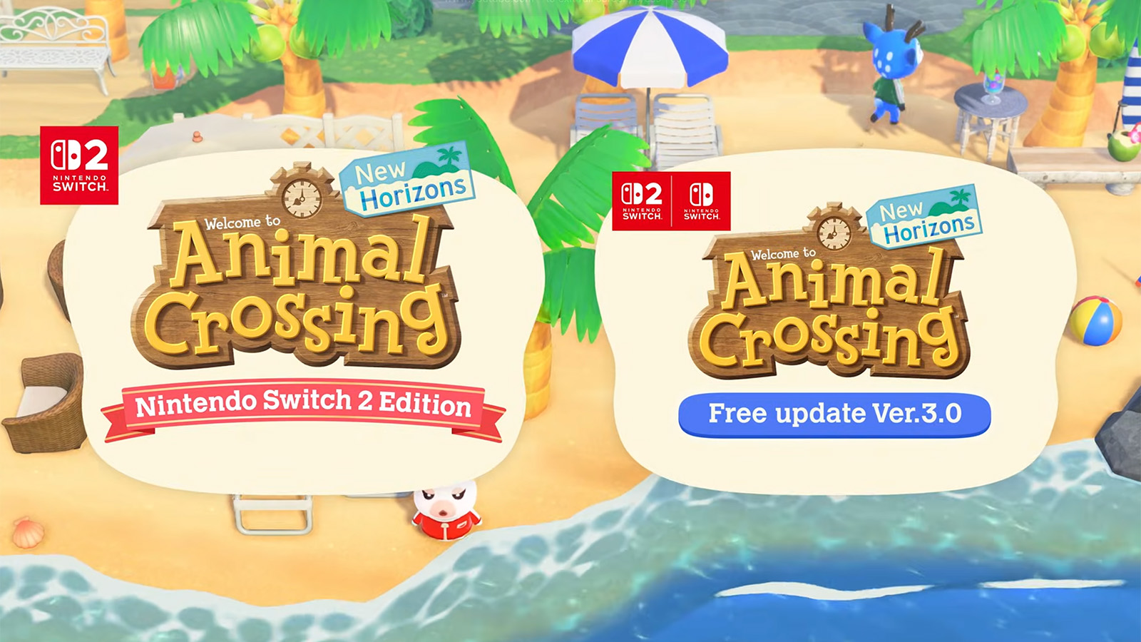 A screenshot from the Animal Crossing: New Horizons update announcement video