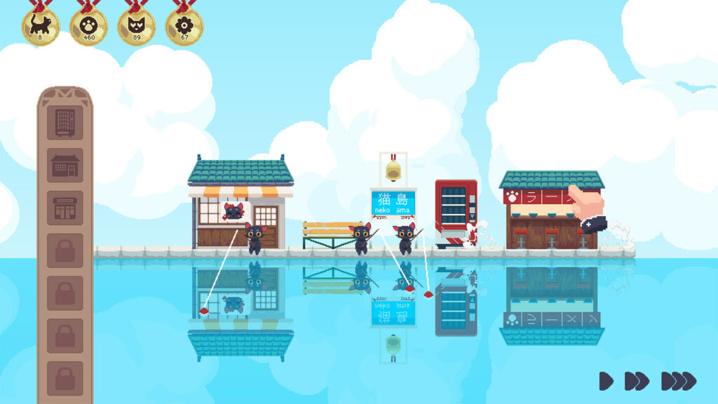 A screenshot from Cat Isle, showing the player placing a new building on the island.