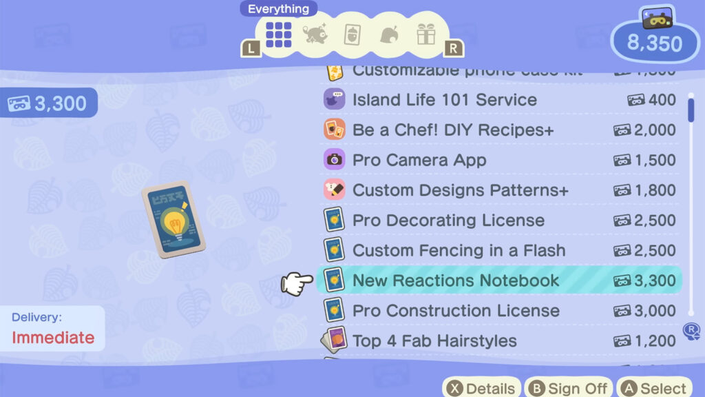 A screenshot from an Animal Crossing: New Horizons YouTube video showing the Nook Miles shop.