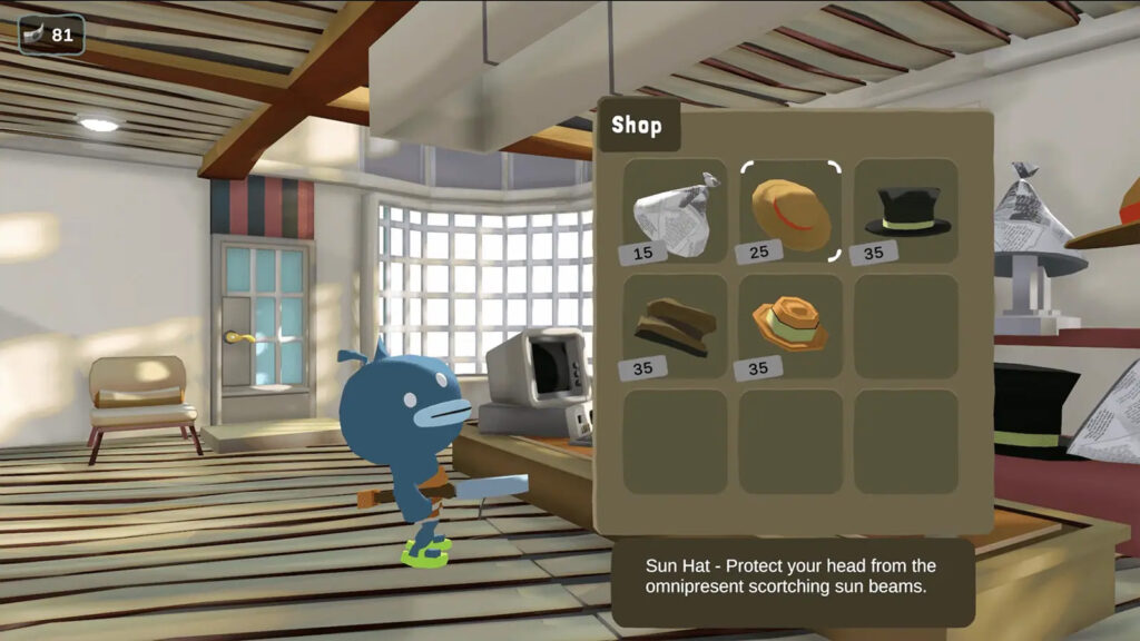 A screenshot of Tiny Terry's Turbo Trip showing a hat shop.
