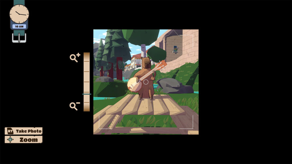 A screenshot from Nothing Strange Here, showing me taking a photo of a Capybara.