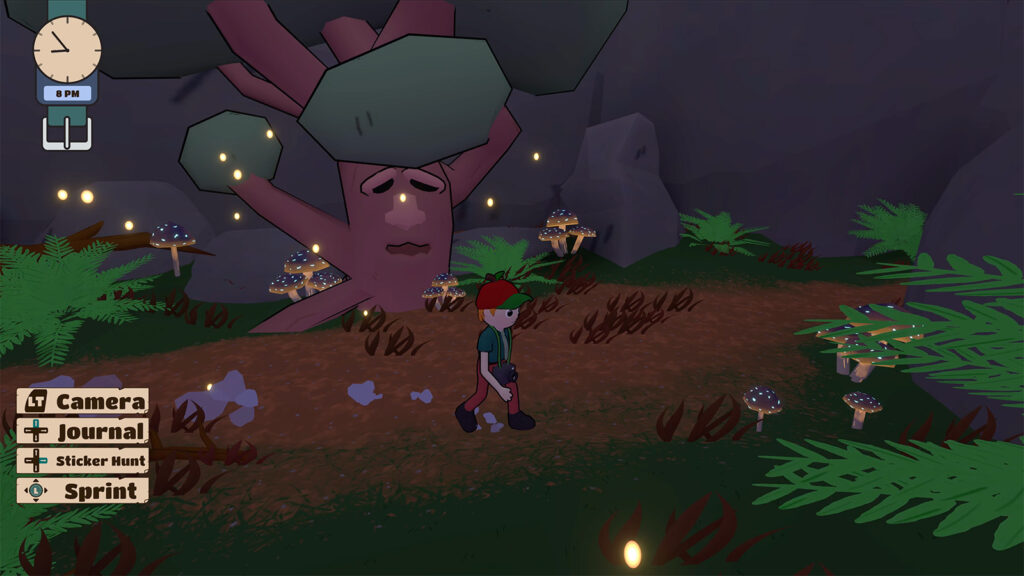 A screenshot from Nothing Strange Here, showing the woods you can explore in the game.