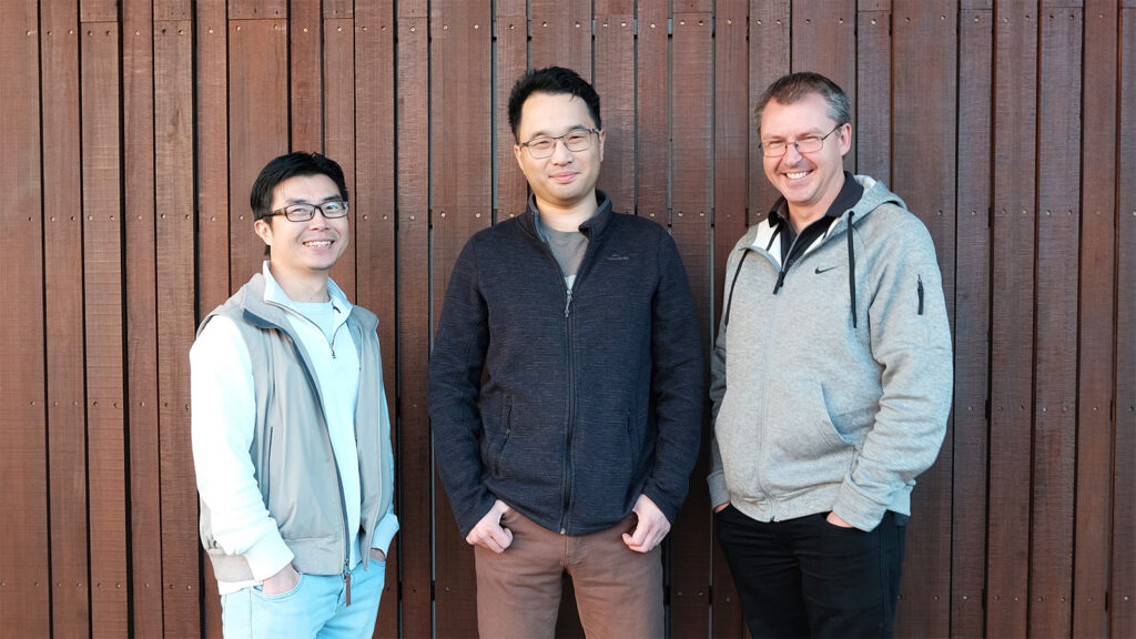The team of studio Team Trifold, consisting of (Left) Wilson, (Centre) Jed, and (Right) Carl.